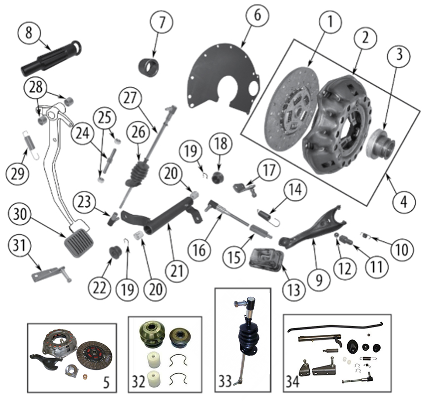 Diagrams For Jeep :: Clutch & Pedal Parts :: Vintage w- V8-304, V8-360