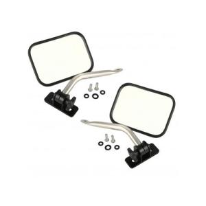QUICK RELEASE RECTANGULAR MIRROR RELOCATION PAIR STAINLESS 97-16 JEEP WRANGLER TJ TJL JK &amp UNLIMITED