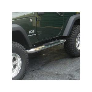 4 INCH ROUND SIDE STEPS STAINLESS STEEL 07-16 JEEP WRANGLER JK