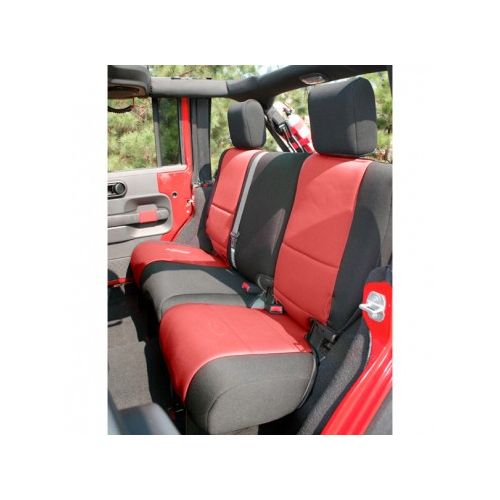 NEOPRENE REAR SEAT COVER BLACK/RED 2007-2017 JEEP WRANGLER JK & UNLIMITED