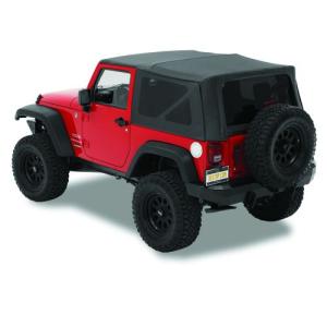 Mopar Complete Cable Style Sunrider Soft Top with Spring Lift Assist in Black Diamond for 2007-2017 Jeep Wrangler JK (2-Door)