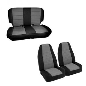 Neoprene Seat Covers Smittybilt Front & Rear Set Black/Charcoal 1997-2002 Jeep Wrangler TJ