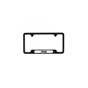 Black Satin Slim Edge License Plate Frame with Jeep Logo for 2013-2018 Jeep Cherokee KL, Compass MK, Patriot MK, Wrangler JL