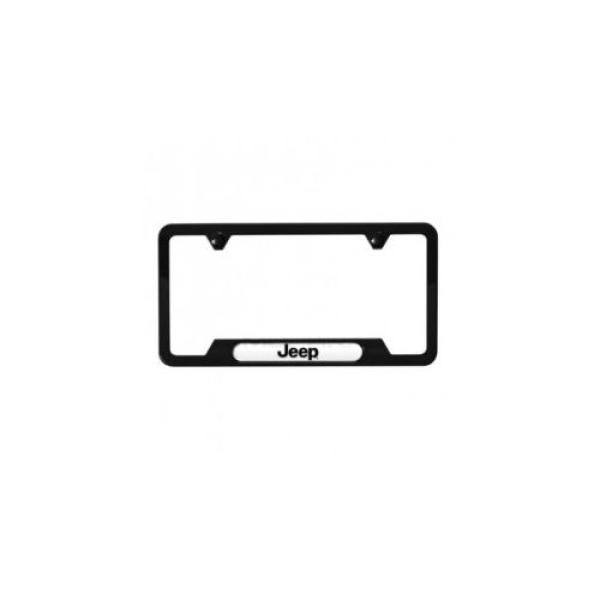 License Plate Frame Black Satin Slim Edge w/ Jeep Logo 2 Top Holes 2013-2018 Jeep Cherokee KL Compass MK Patriot MK Wrangler JL