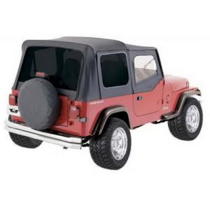 1987-1995 Wrangler YJ Soft Top Denim Black Fabric Includes Soft Half Doors Include Clear Windows Does Not Includes Sun Roof Includes Hardware