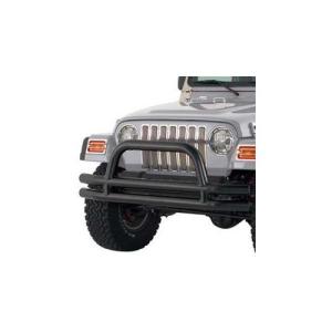 Smittybilt Tubular Front Bumper w/ Hoop Gloss Black 2007-2017 Jeep Wrangler JK &amp Unlimited