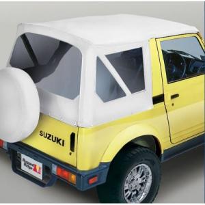 Soft Top with Clear Windows for 1986-1995 Suzuki Samurai White Denim