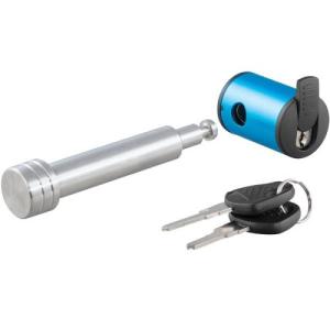 Hitch Lock Chrome &amp Blue Anodized Aluminum 5/8″ Diameter Dead Bolt Hitch Lock