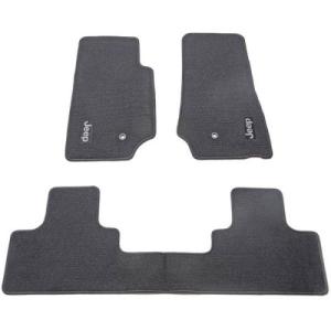 Premium Carpet Front and Rear Floor Mats with Jeep Logo Dark Slate Gray Kit 4 Piece  2007-2013 Jeep Wrangler Unlimited JK