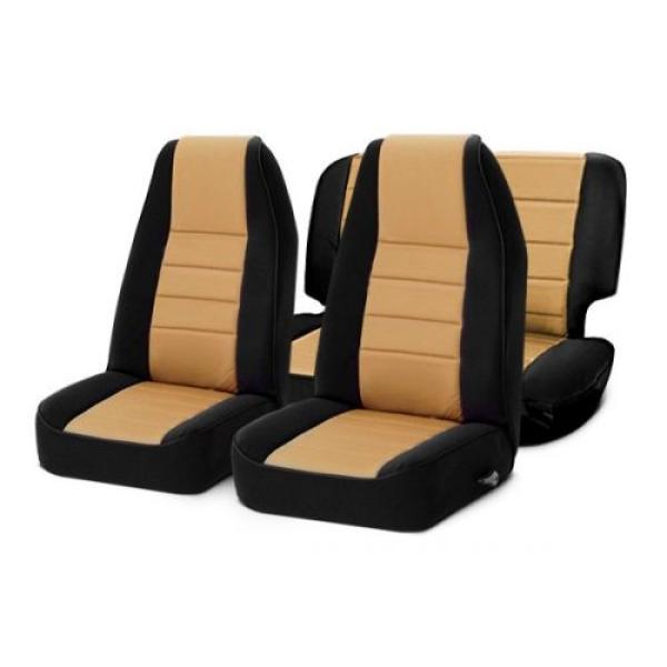 Neoprene Seat Covers Smittybilt Front & Rear Set Black/Tan 1997-2002 Jeep Wrangler TJ