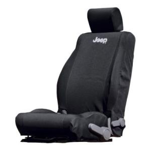 Front Seat Covers with Jeep Logo Pair Black 2007-2009 Jeep Wrangler JK & Unlimited