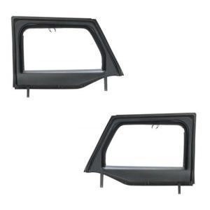Front Upper Half Door Window Kit Pair Black  2007-2017 Jeep Wrangler JK & Unlimited