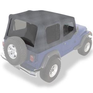 XHD Replacement Soft Top w/ Door Skins &amp Clear Windows Charcoal 1988-1995 Jeep Wrangler YJ