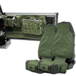 G.E.A.R. Olive Green Front Seat Covers and Tailgate Cover from Smittybilt