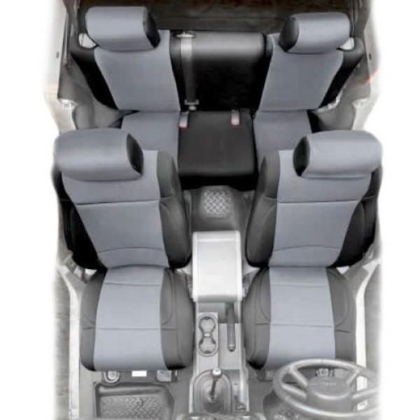 Front & Rear Set Neoprene Seat Covers Charcoal/Black 2007 Jeep Wrangler Unlimited JK