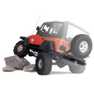 Rock Crawler Warn Rear Bumper Black  1997-2006 Jeep Wrangler TJ &amp Wrangler Unlimited TJ