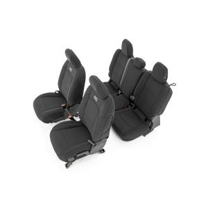 Front & Rear Neoprene Seat Covers for Jeep JT 2020-2023 with Factory Leather Seats & Cup Holde