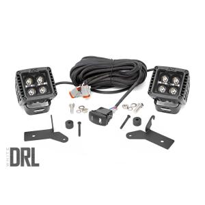 2in LED Cube Light Lower Windshield Kit Chrome Series w/ White DRL for Jeep JL and JT 18-UP
