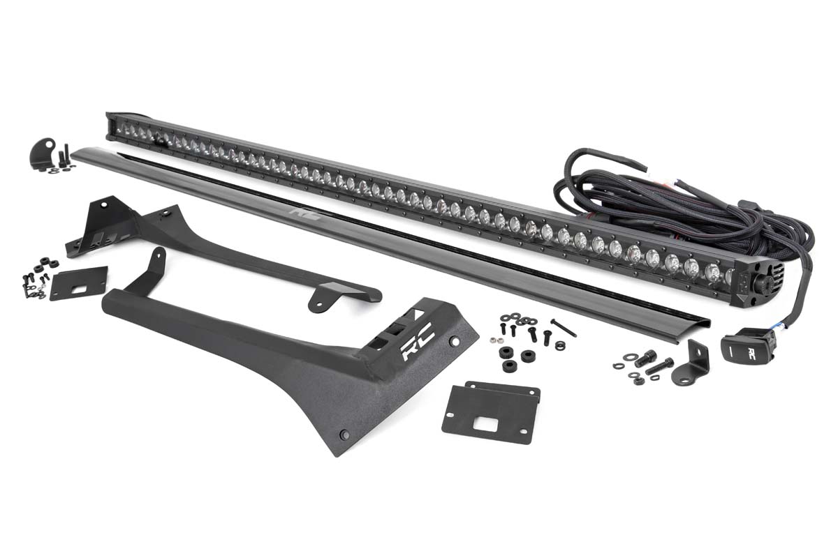 Jeep 50-inch Straight LED Light Bar Upper Windshield Kit w/ Single-Row ...