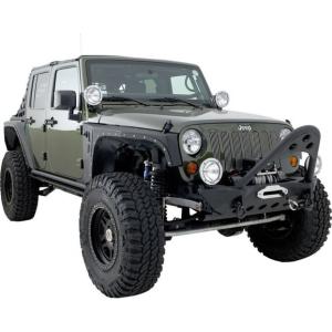 SRC Front Stinger with Built-In Winch Plate Textured Black 2007-2017 Jeep Wrangler JK &amp Unlimited