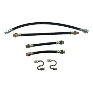 FRONT & REAR BRAKE HOSE KIT (WITH FRAME TO STEEL S-TUBES) for Jeep  45-66 CJ-2A,3A,3B,5, M38,M38A1