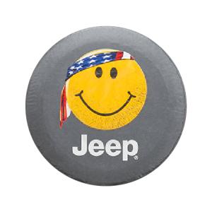 Tire Covers in Black Denim with Smiley Face for Jeep YJ, TJ and JK 87-18 – 30″ Diameter Tires