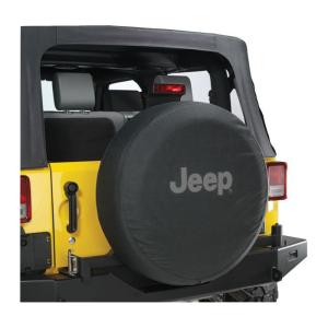 Tire Cover in Black Denim for Jeep JK 07-18, YJ 87-94, TJ 97-06 and CJ«s 45-85 with Anti-Theft Cable for 29″ Tires