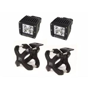 SMALL 3″ SQUARE LED LIGHTS WITH SMOOTH BLACK X-CLAMPS – 2 SETS – KIT