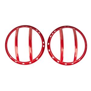 PIVOTAL HEADLIGHT EURO GUARDS, RED - PAIR FOR JEEP JK 07-18