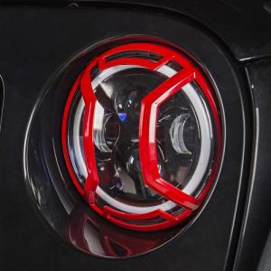 ELITE HEADLIGHT EURO GUARDS, RED – PAIR  for Jeep JK 07-18