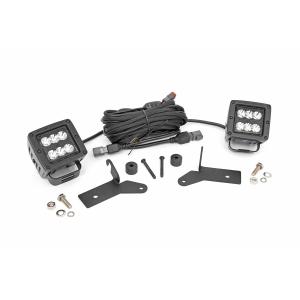 2in LED Cube Light Lower Windshield Kit Black Series for Jeep JL and JT 18-UP