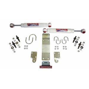 Steering Stabilizer; Hydro 7000; Dual Heavy Duty OEM; White; With Brackets; Set Of 2 For 07-18 Jeep Wrangler JK