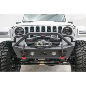 Front Stubby Bumper with Pre-Runner Guard in black for 2018-2023 Jeep Wrangler JL and Gladiator JT