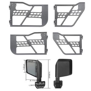 Tube Doors Set with Mirrors for Jeep Wrangler JL & Jeep Gladiator 2018-UP 4 Door