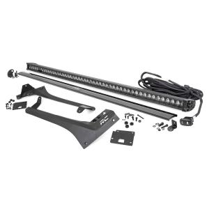 Jeep 50-inch Straight LED Light Bar Upper Windshield Kit w/ Single-Row Black Series LED – White DRL  JT 2020-2023,JL 2018-2023