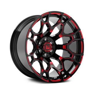 Western Wheel Black Milled Edge Red Tint 22x12 5x127