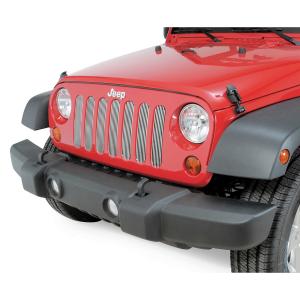 Billet Aluminum Grille Inserts in Brushed Aluminum for Jeep Wrangler JK 2007-2018