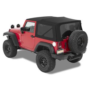Twill Replace-a-top Soft Top with Tinted Windows without Doors in Black for 07-09 Jeep Wrangler JK 2 Door