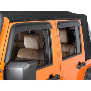 Front and Rear Window Visors in Matte Black for Jeep Wrangler Unlimited JK 2007-2018