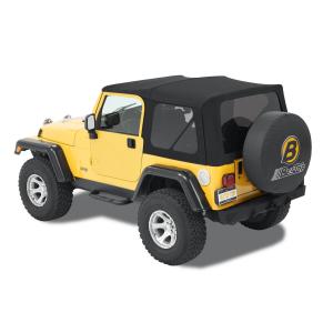 Twill Replace-a-top Soft Top with Tinted Windows without Doors in Black for Jeep Wrangler TJ 1997-2006