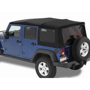 Twill Replace-a-top Soft Top with Tinted Windows without Doors in Black for Jeep Wrangler Unlimited JK 2007-2009 4 Door