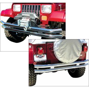 Front or Rear Double Tube Bumper without Hoop in Stainless Steel for Jeep CJ-5, CJ-7, CJ-8 Scrambler, Wrangler YJ, TJ 1976-2006 and Unlimited