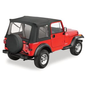 Supertop Soft Top Replacement Fabric Black Denim with Clear Windows for Jeep Wrangler YJ 1976-1995 and CJ with Supertop