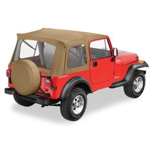 Supertop Soft Top Replacement Fabric Spice with Clear Windows for Jeep Wrangler YJ 1976-1995 and CJ with Supertop