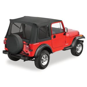 Supertop Soft Top Replacement Fabric Black Denim with Tinted Windows for Jeep Wrangler YJ 1976-1995 and CJ with Supertop