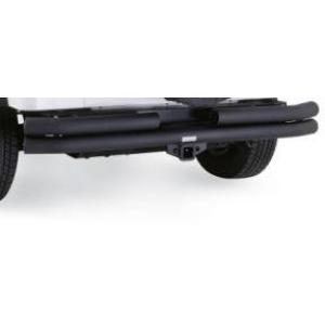 Rear Double Tube Bumper with Receiver Hitch in Black for Jeep Wrangler YJ, TJ 1987-2006 and Unlimited