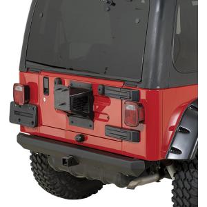 Classic Rock Bumper Rear with 2" Receiver in Textured Black for Jeep Wrangler YJ and TJ 1987-2006