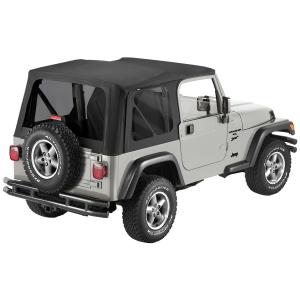 Sailcloth Replace-a-top Soft Top with Tinted Windows in Black Denim for Jeep Wrangler TJ 1997-2006