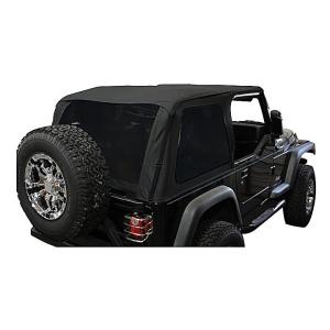 Bowless Soft Top in Black Diamond with Upper Doors and Tinted Windows for Jeep Wrangler YJ 1992-1995