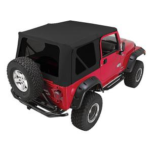 Complete Soft Top in Black Diamond with Tinted Windows for Jeep CJ and Wrangler YJ 1976-1995 with Full Steel Doors